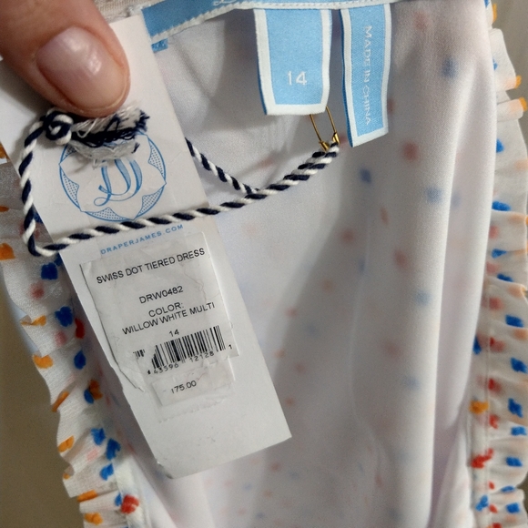 NWT New Draper James Swiss Dot Tiered Retro PRIDE Dress 14 - Picture 7 of 11